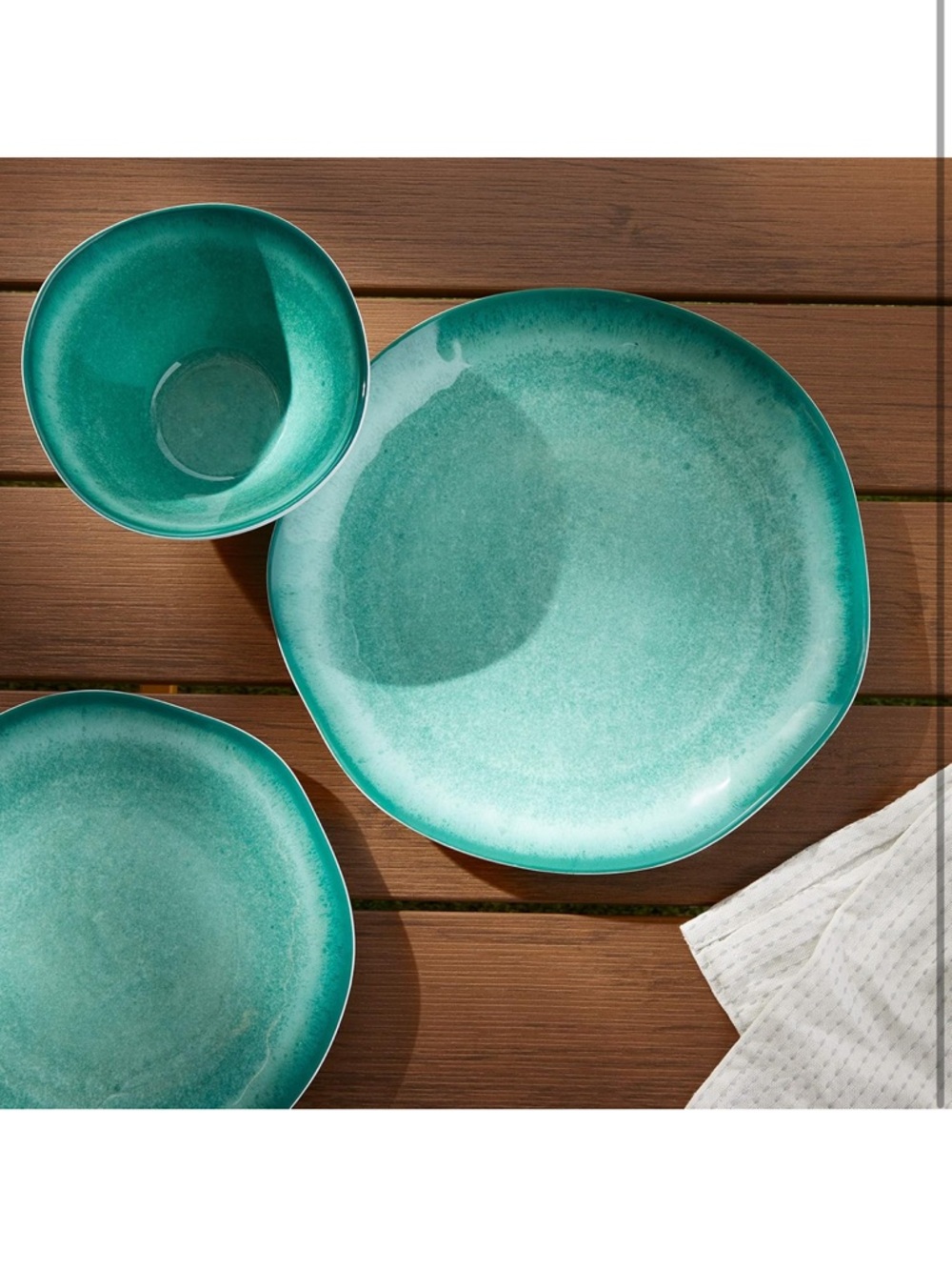 Teal Glaze 12-Piece Melamine Dinnerware Set - Picture 3 of 7